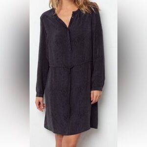 Rails Hana Cobra Print Silk Dress XS Animal Print Long Sleeve 4 Button Front